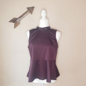Elle Marroon Peplum Tank Top